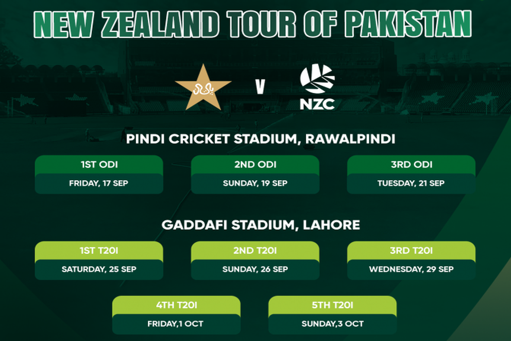 Pak Vs New Schedule 2024 Match Arly Marcia